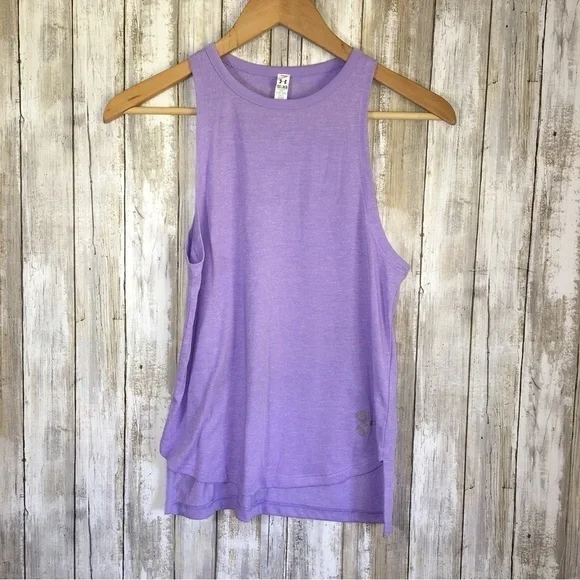 Under Armor Kids Purple High Low Glitter Logo Tank - Picture 1 of 4